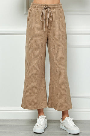 TEXTURED CROPPED WIDE LEG  PANTS P7123