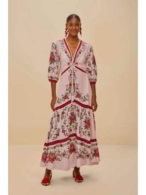 FLOWER TAPESTRY PINK MAXI DRESS