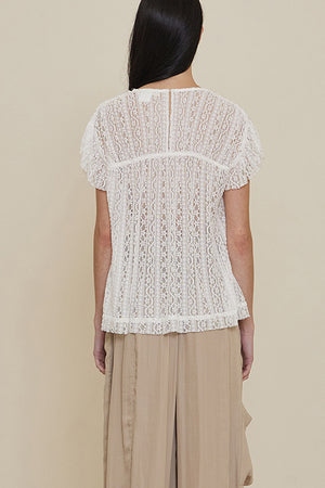 STRETCH LACE RUFLE BLOUSE