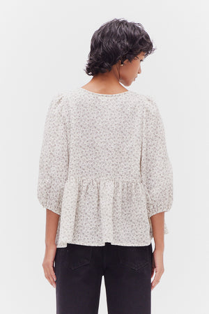 TIED PRINTED GAUZE TOP