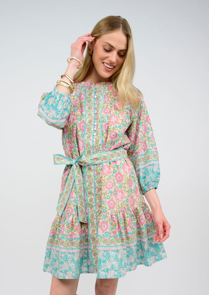 MANY BUTTONS PRINT DRESS