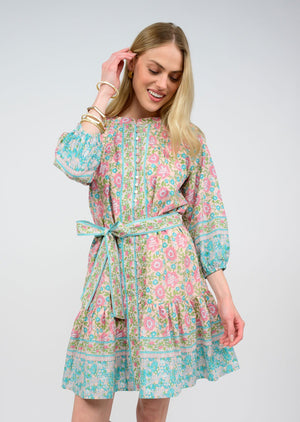 MANY BUTTONS PRINT DRESS