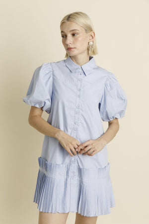 PLEATED HEM MINI DRESS
