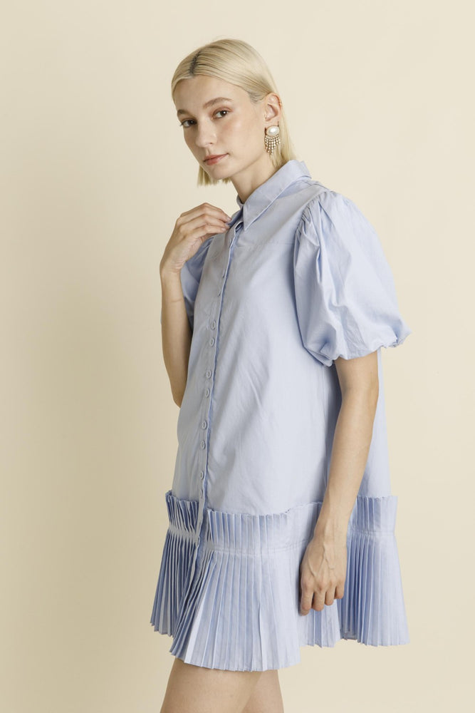 PLEATED HEM MINI DRESS