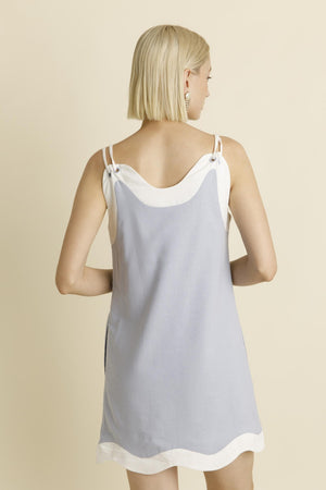 LINEN WAVE HEM MINI DRESS