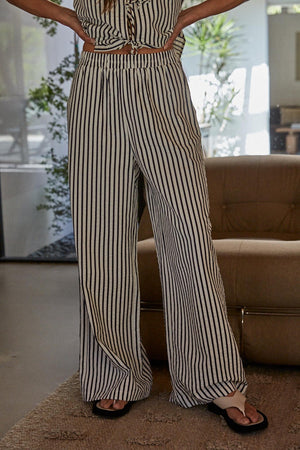 LAPIS STRIPED WIDE LEG PANTS