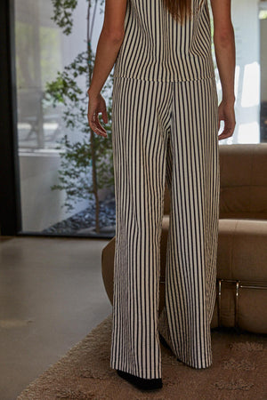 LAPIS STRIPED WIDE LEG PANTS