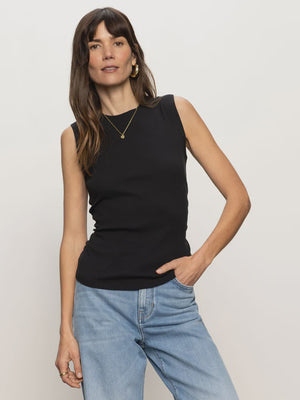 RIBBED RUCHED TANK