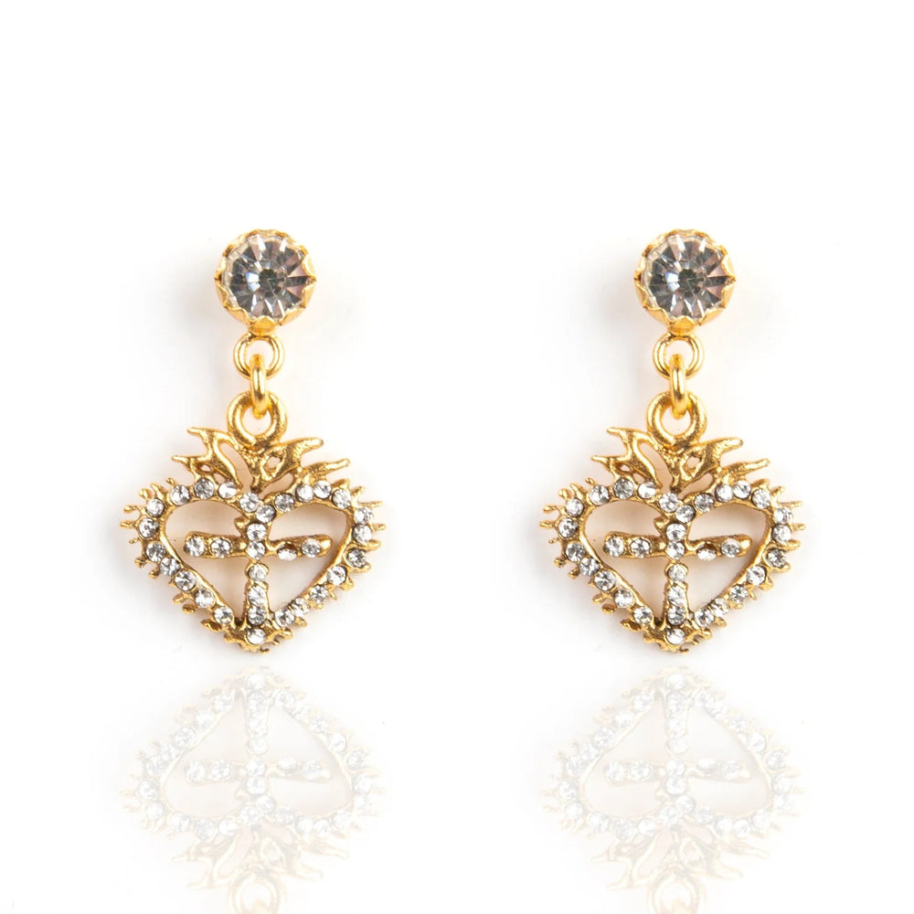 
            
                Load image into Gallery viewer, VIRGIN SAINTS &amp;amp; ANGELS QUEEN OF HEARTS CRYSTAL DROP EARRING
            
        