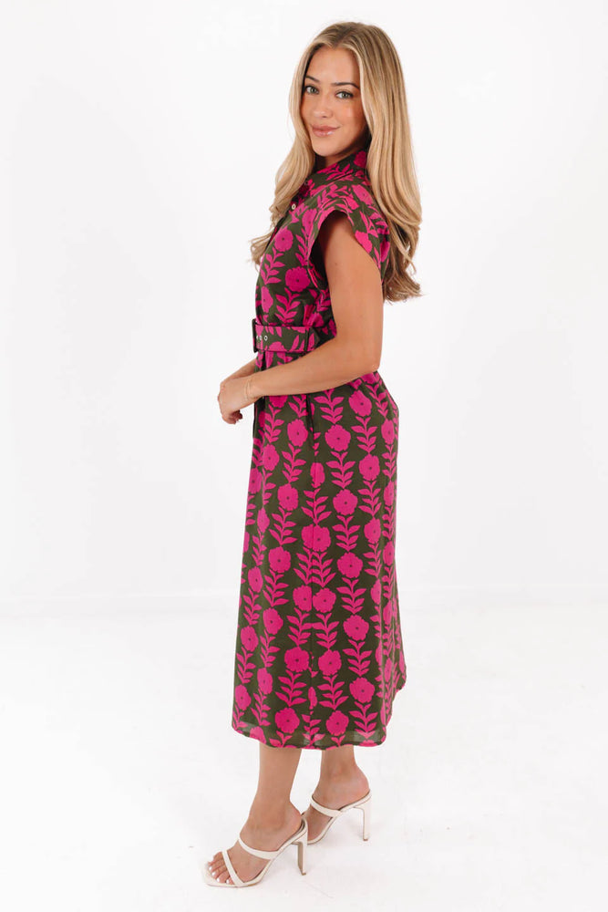 KENNA BELTED BUTTON UP DRESS