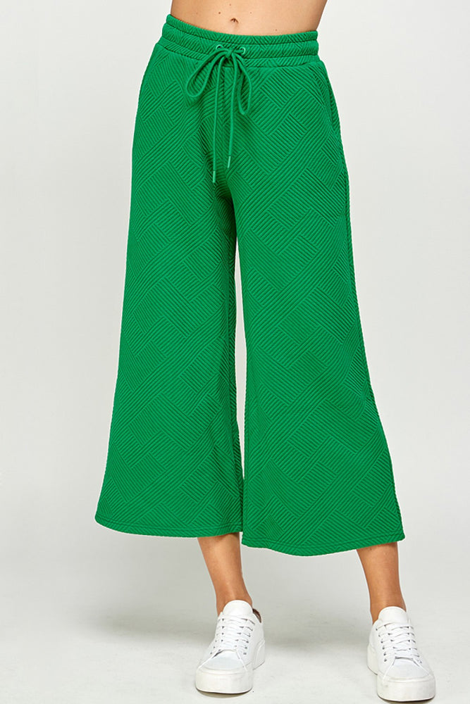SEE AND BE SEEN TEXTURED CROPPED WIDE LEG  PANTS 