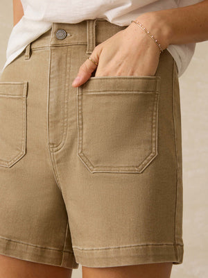 STRETCH TERRY PATCH POCKET SHORTS