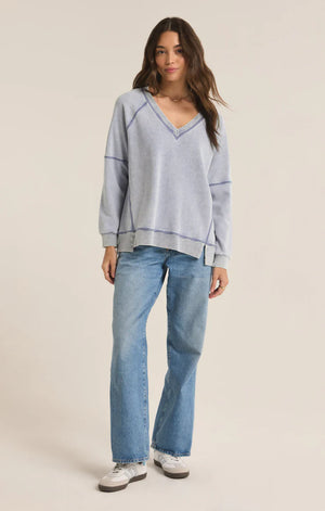 EASY V KNIT DENIM SWEATSHIRT