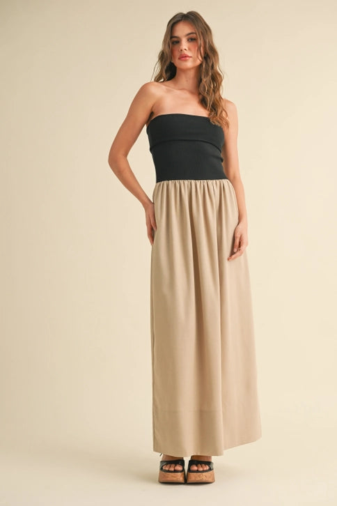 RIBBED TOP COMBO DRESS