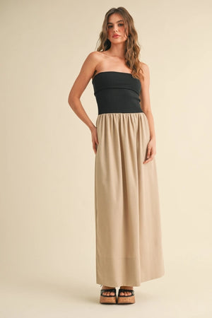 RIBBED TOP COMBO DRESS