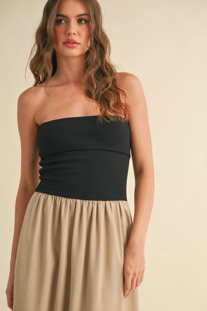 RIBBED TOP COMBO DRESS