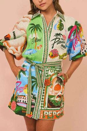 SUMMER TROPICAL SHIRT DRESS