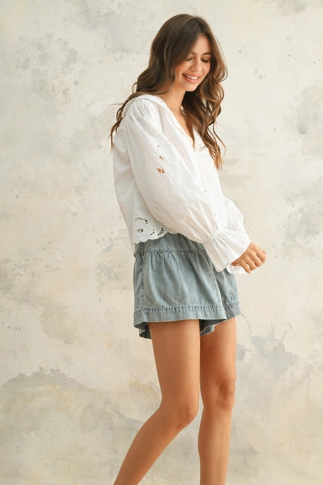 EYELET DETAILED BLOUSE