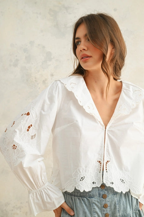 EYELET DETAILED BLOUSE