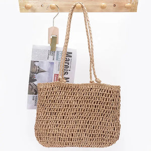 FAUX STRAW MULTI FLOWER TOTE