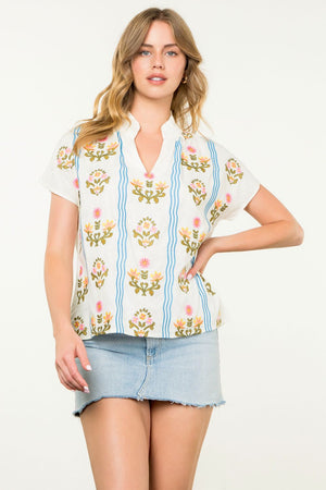 FLOWER EMB TOP