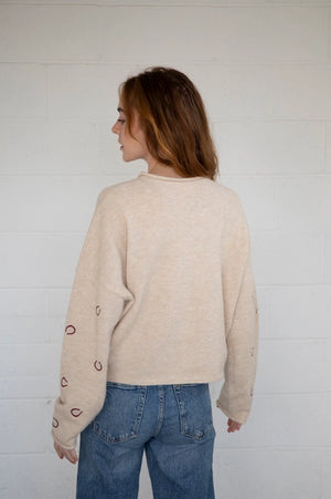 HORSE SHOE EMBROIDERED CARDIGAN TBW14147