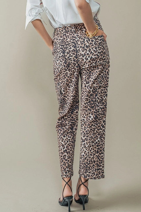 SAVANNA LEOPARD CROPPED CARGO PANTS