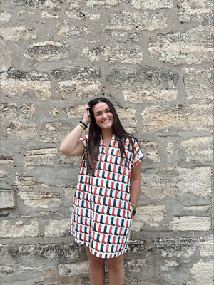RED/BLACK BOOT NANCY DRESS