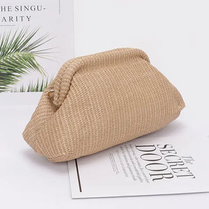 FAUX STRAW CLUTCH BAG