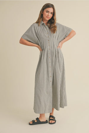 STRIPED BUTTONDOWN SHIRT DRESS