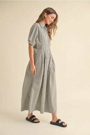 STRIPED BUTTONDOWN SHIRT DRESS