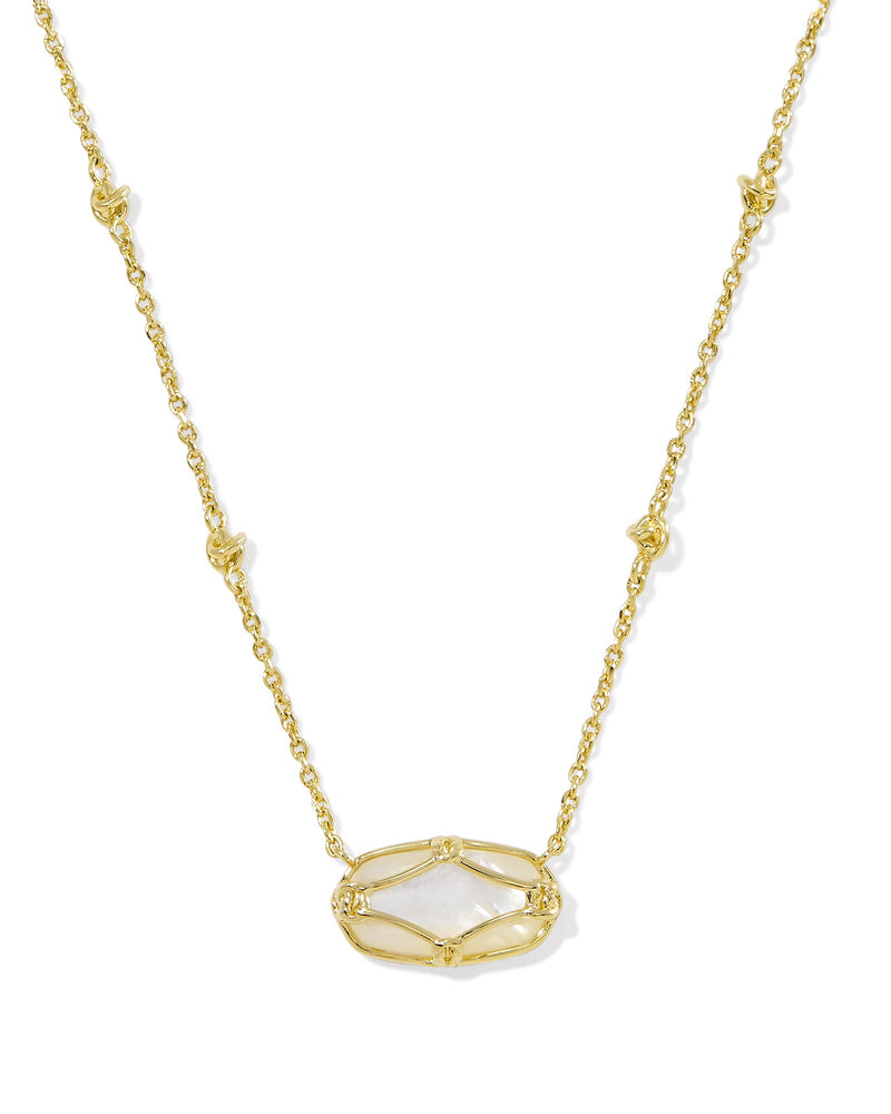 ELISA LATTICE FRAME SHORT PENDANT NECKLACE