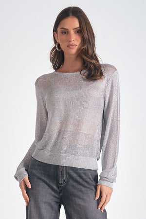 METALLIC CREW TOP