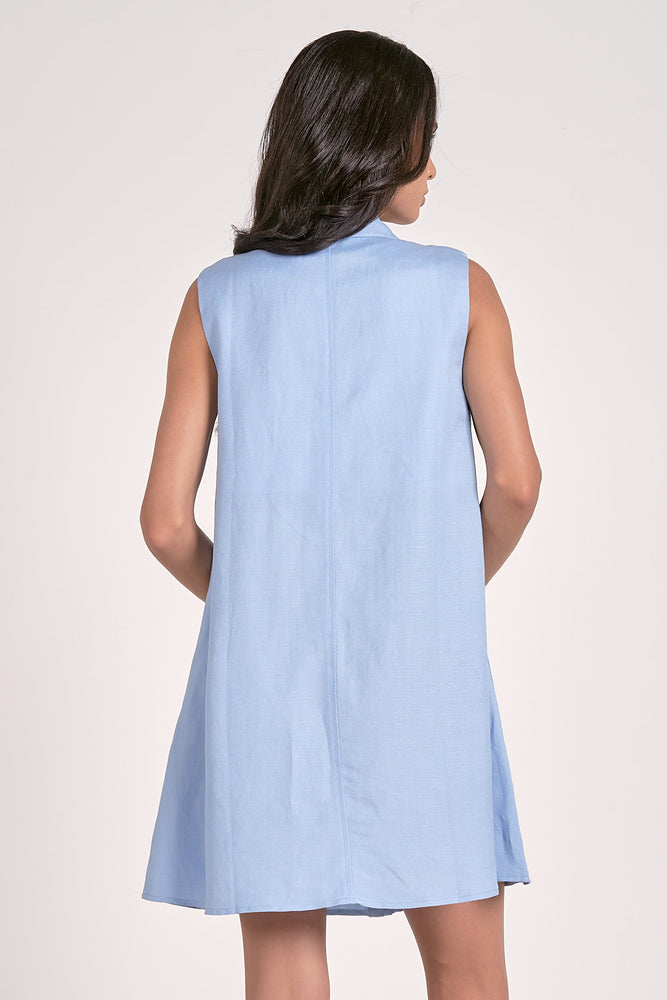 COLLARED SLEEVELESS DRESS