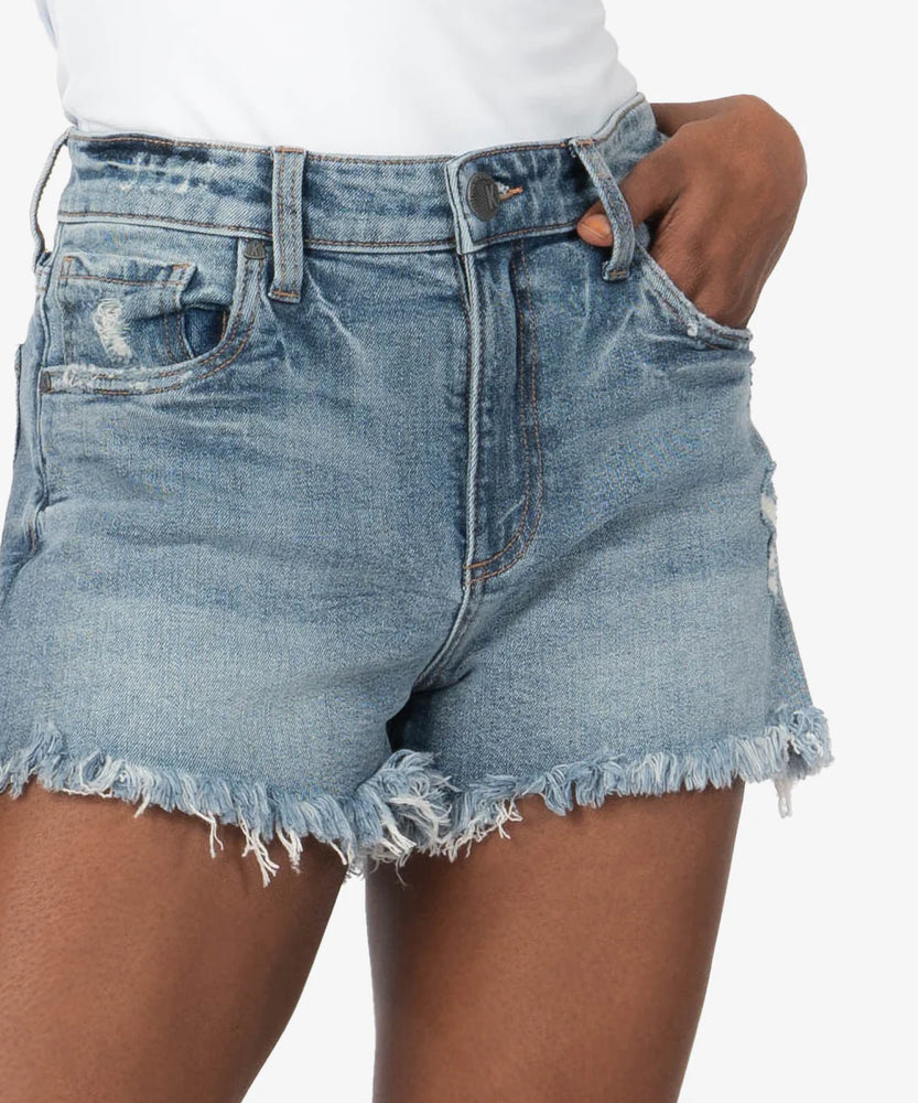 KUT FROM THE KLOTH JANE HIGH RISE SHORT WITH FRAY HEM